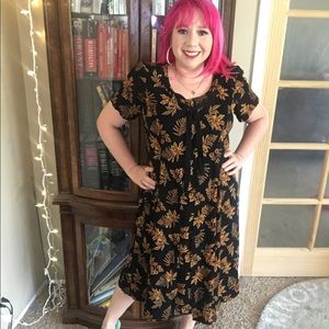 Black with brown flower dress